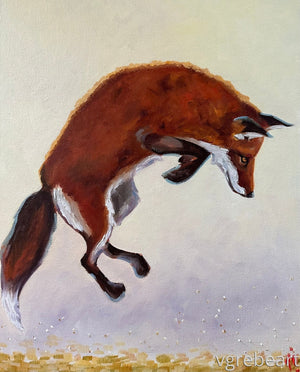 Original fox painting wildlife artwork by Vanessa Grebe