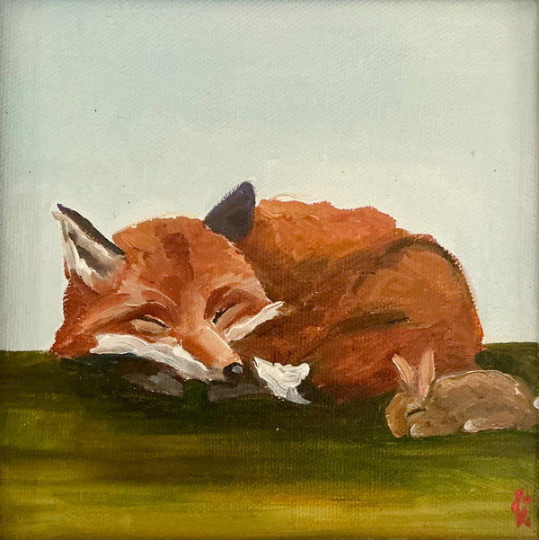 Sunny Nap fox painting wildlife artwork by Vanessa Grebe