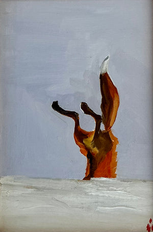 Original fox painting in snow by wildlife artist Vanessa Grebe